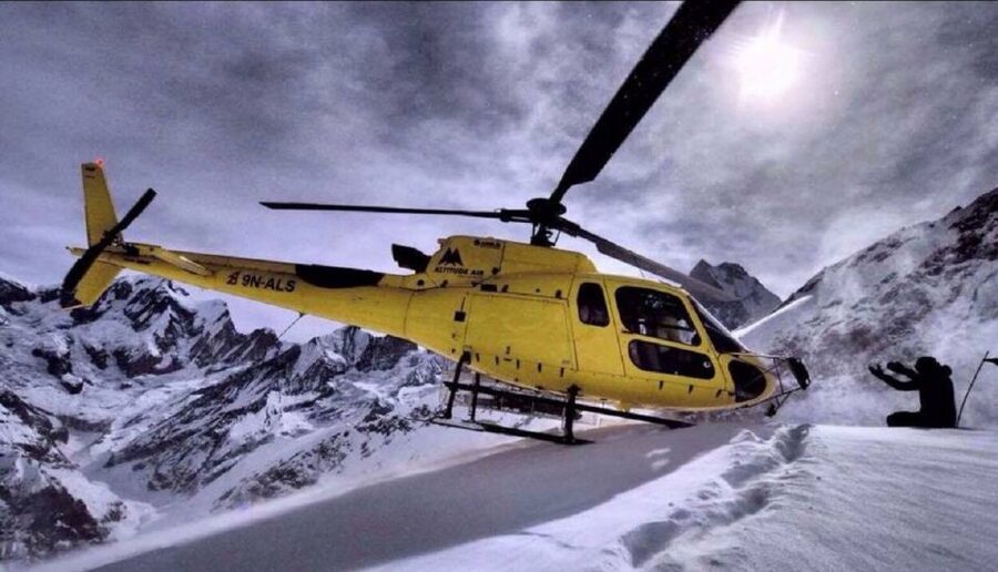 Annapurna Base Camp Heli Tour - Flying north from Pokhara