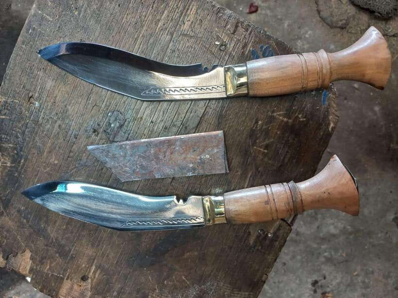 Knife Khukuri Making Workshop - The handle, cover, and finished souvenir