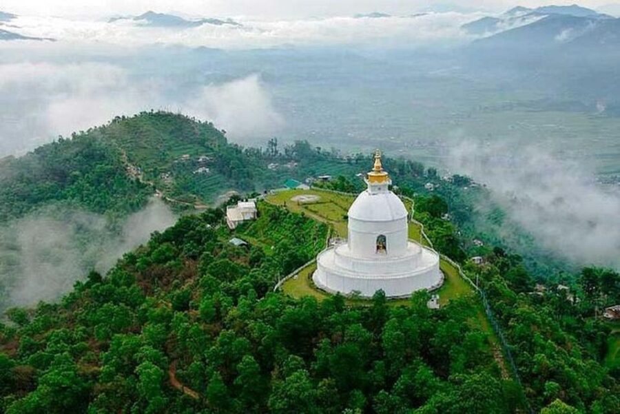 Pokhara: Pagoda, Waterfall & Cave – Private Short Trip - The World Peace Pagoda and its wide lake views
