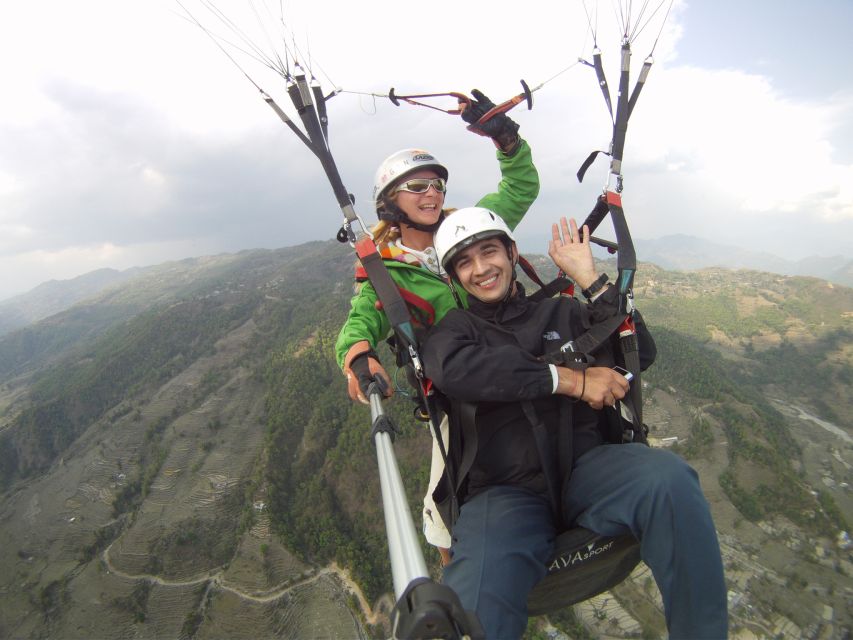 Tandem Paragliding in Pokhara - Taking off above Pokhara from Sarangkot